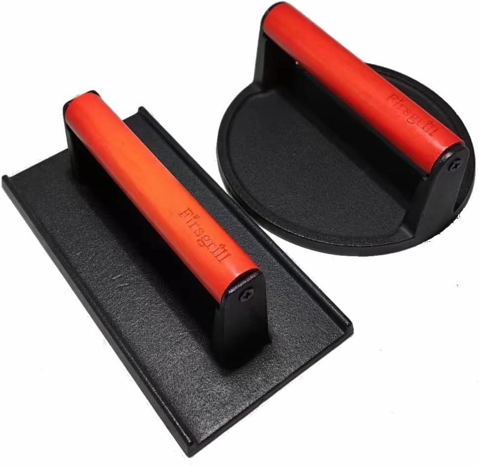Firsgrill Heavy-Duty Cast Iron Burger Press with Wood Handle for Griddles gallery
