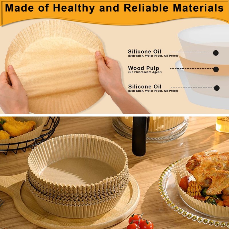 Gourmia Air Fryer Liners 100 Pcs 7.9" (Round), 100 (Round) gallery