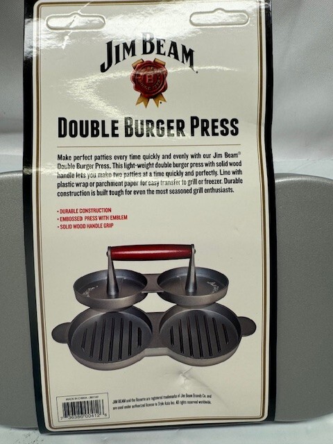 Jim Beam Non Stick Heavy Duty Aluminum Double Burger Grilling Patty Press JB0169 gallery