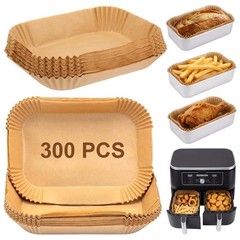 Tosstuki 300 Pcs Air Fryer Liners Disposable Parchment 8.6 x 5.5 Inch, Brown