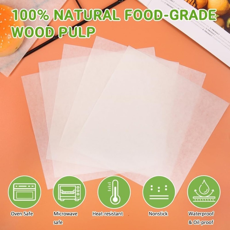 Parchment Paper Squares, Set of 300, 6 X 6 Inch Hamburger Patty Paper, Non Stick gallery