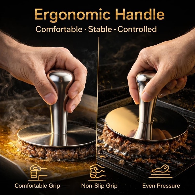 Premium Stainless Steel Smash Burger Press, Heavy Duty Burger Smasher with Er... gallery