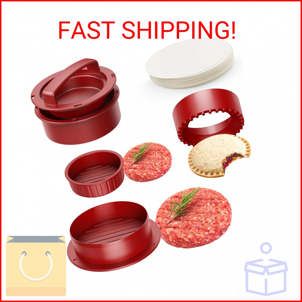 Pisol Hamburger Press, 4-in-1 Burger Press Patty Maker Slider, Stuffed Burgers S