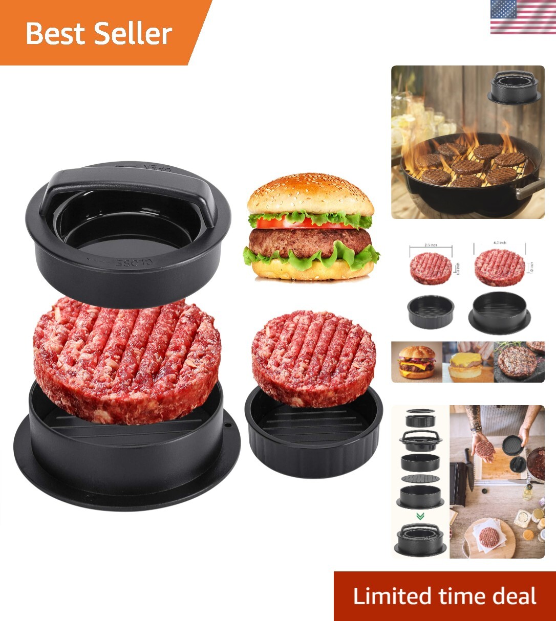 BPA-Free Non-Stick Patty Maker: Create Stuffed and Regular Burgers Effortlessly gallery
