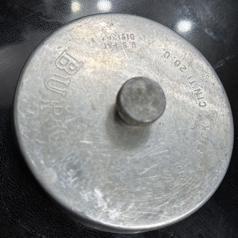 Vintage 1960s Heuck Burger Press Metal CIN'TI 20.0. US Pat D191367 USA EUC