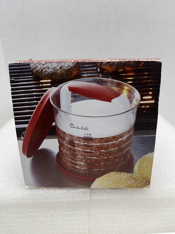 Sur La Table Burger Press & Store Container, 6 Separation Discs And Presser New gallery