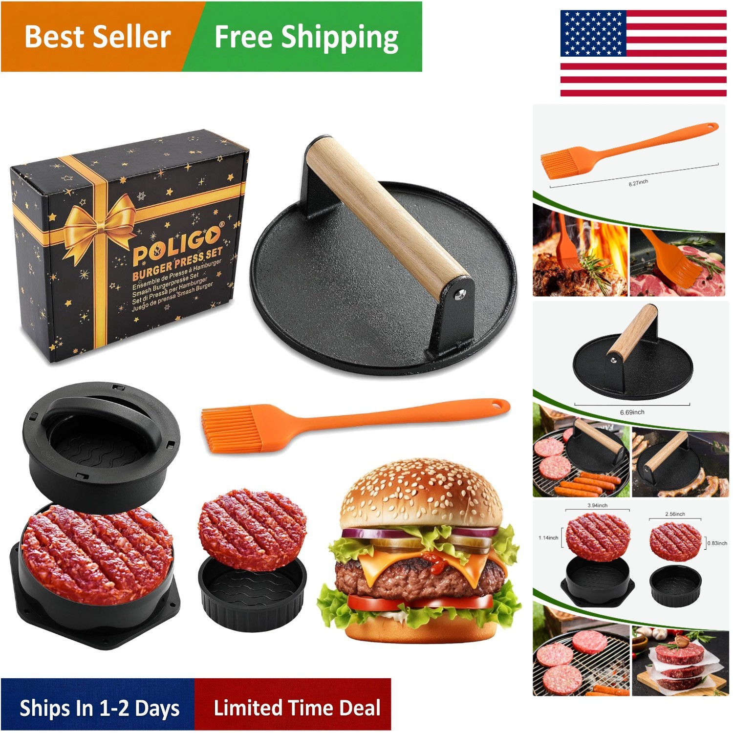 Ultimate Smash Burger Press Kit - Non-Stick, Effortless Patties Every Time gallery