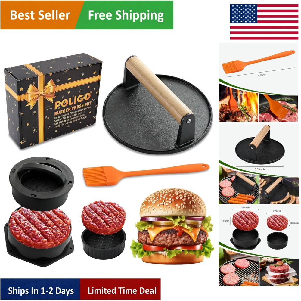 Ultimate Smash Burger Press Kit - Non-Stick, Effortless Patties Every Time