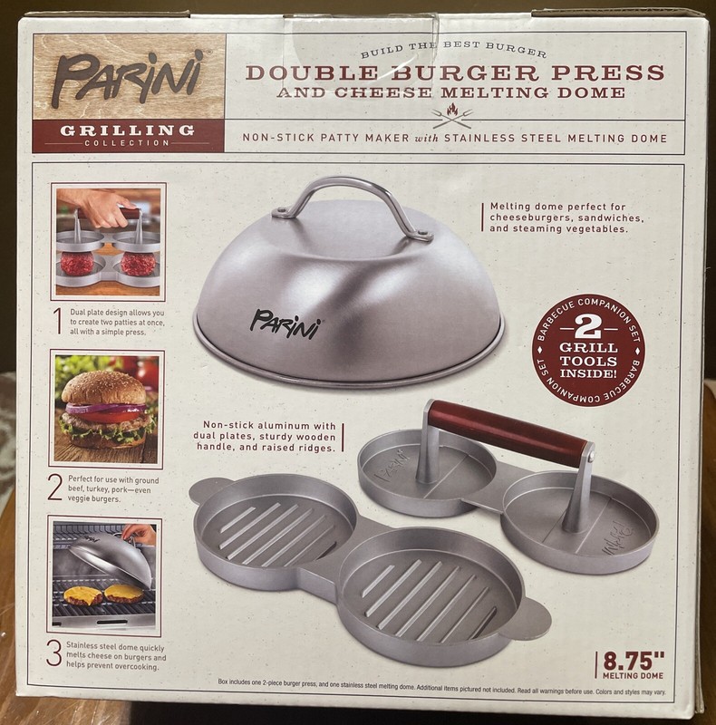 Parini Double Non-Stick Burger Press & Cheese Melting Dome 8.75" NIB. “A1” gallery