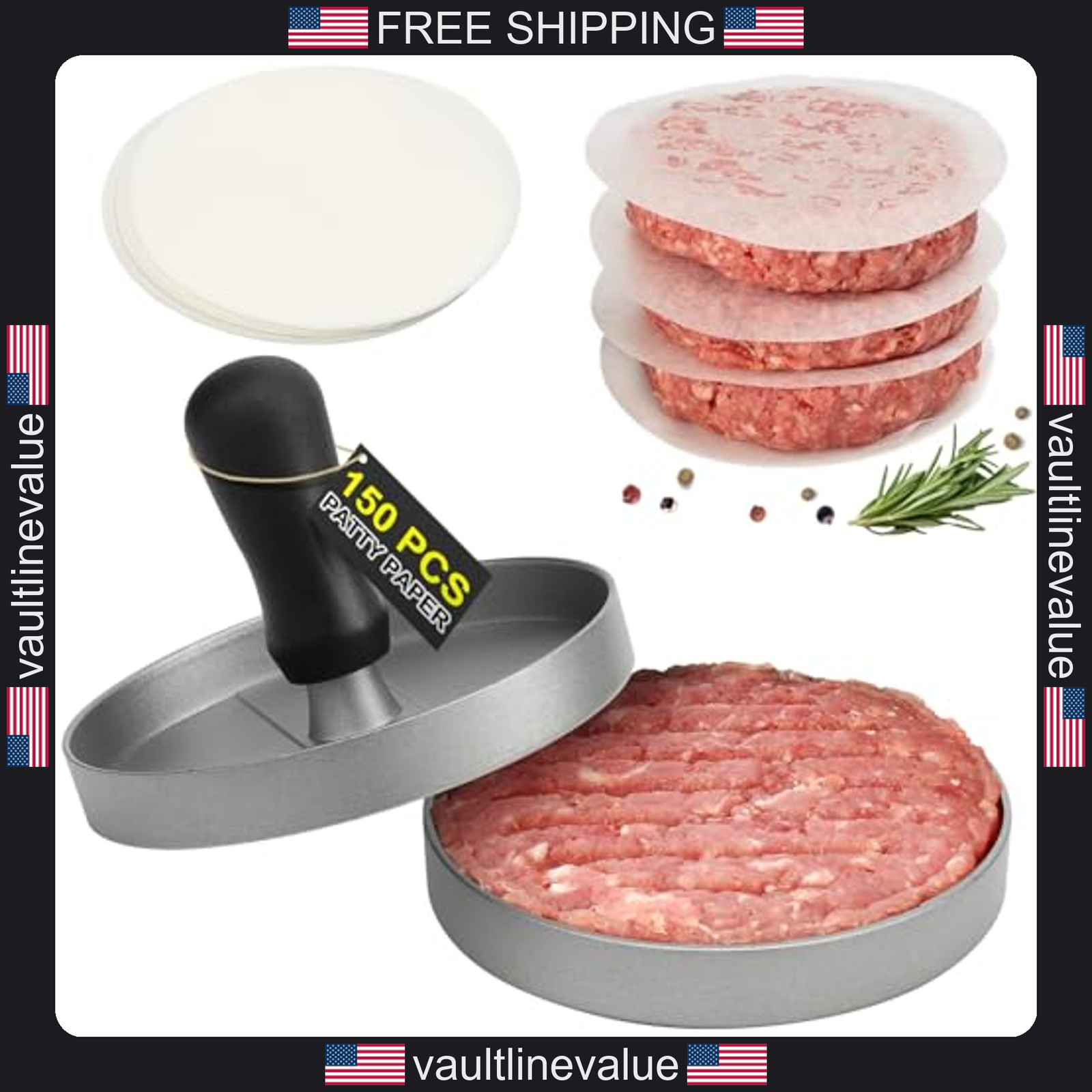 TACGEA burger press 150 patty papers non-stick hamburger maker for kitchen grill gallery