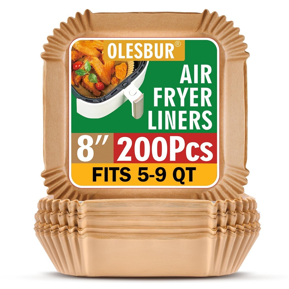 OLESBUR Air Fryer Liners Disposable, 200Pcs 8 Inch Airfryer Large, Natural