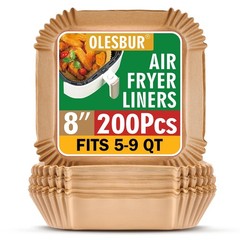 OLESBUR Air Fryer Liners Disposable, 200Pcs 8 Inch Airfryer Large, Natural