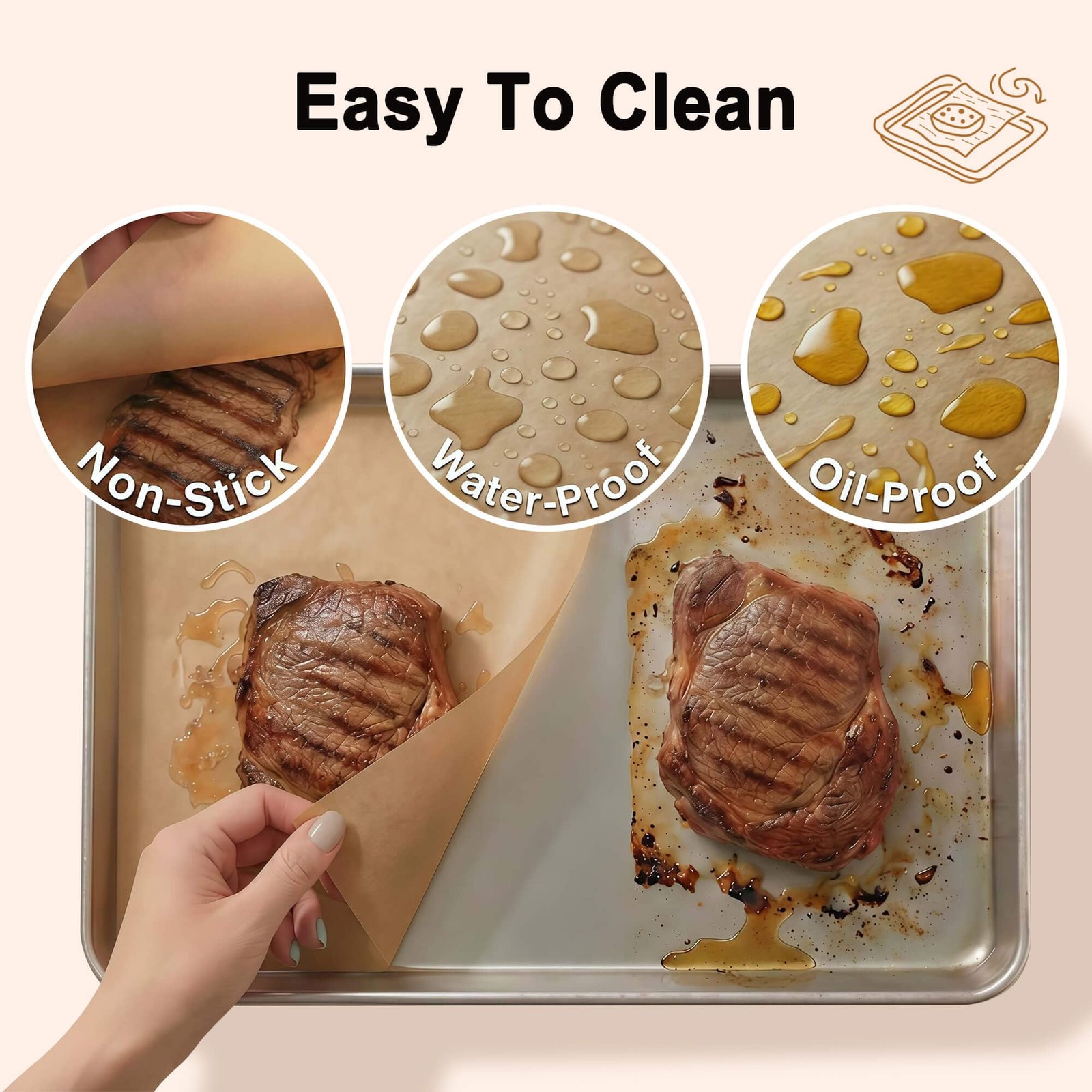 JOFULER Parchment Paper Sheets, 9x13 Inch Non-Stick 9x13in-100pcs, Brown gallery