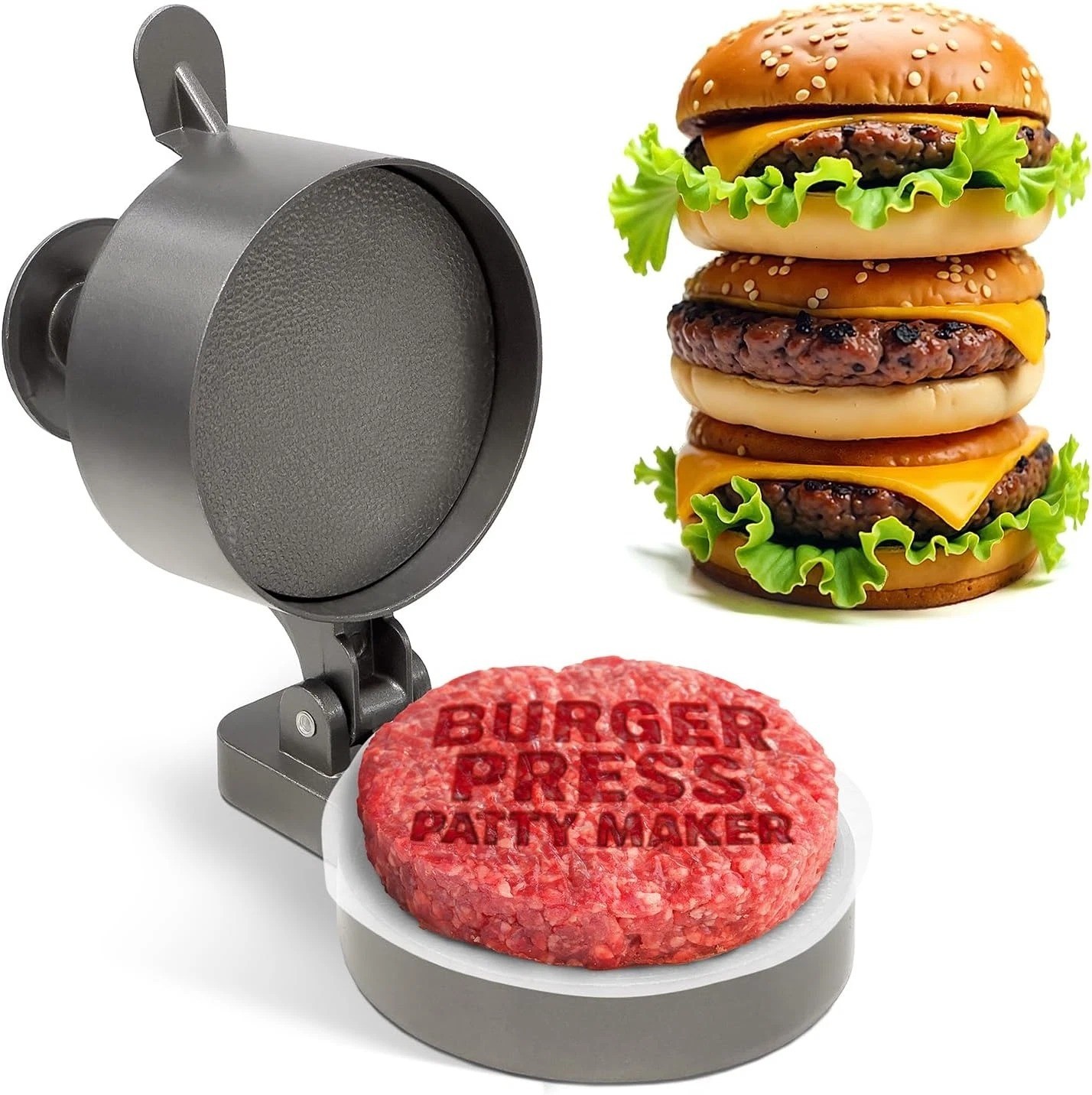 Burger Press Patty Maker Adjustable Thickness 1/4 Lb to 3/4 Lb with Ejector gallery