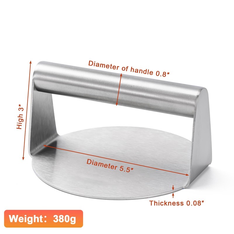 Hamburger Smasher, 5.5 Inch Flat Bottom Metal, Silver gallery