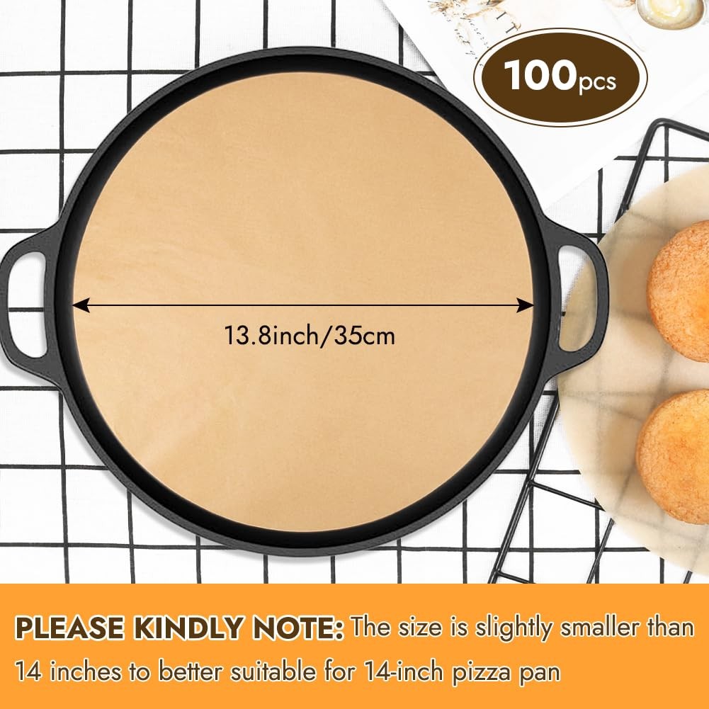 BYKITCHEN 14 Inch Parchment Paper Rounds, Non Stick Pizza 14, unbleached gallery