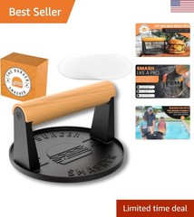 Durable Pre-Seasoned Cast Iron Burger Press Kit – Ideal Gift for Grill Lovers