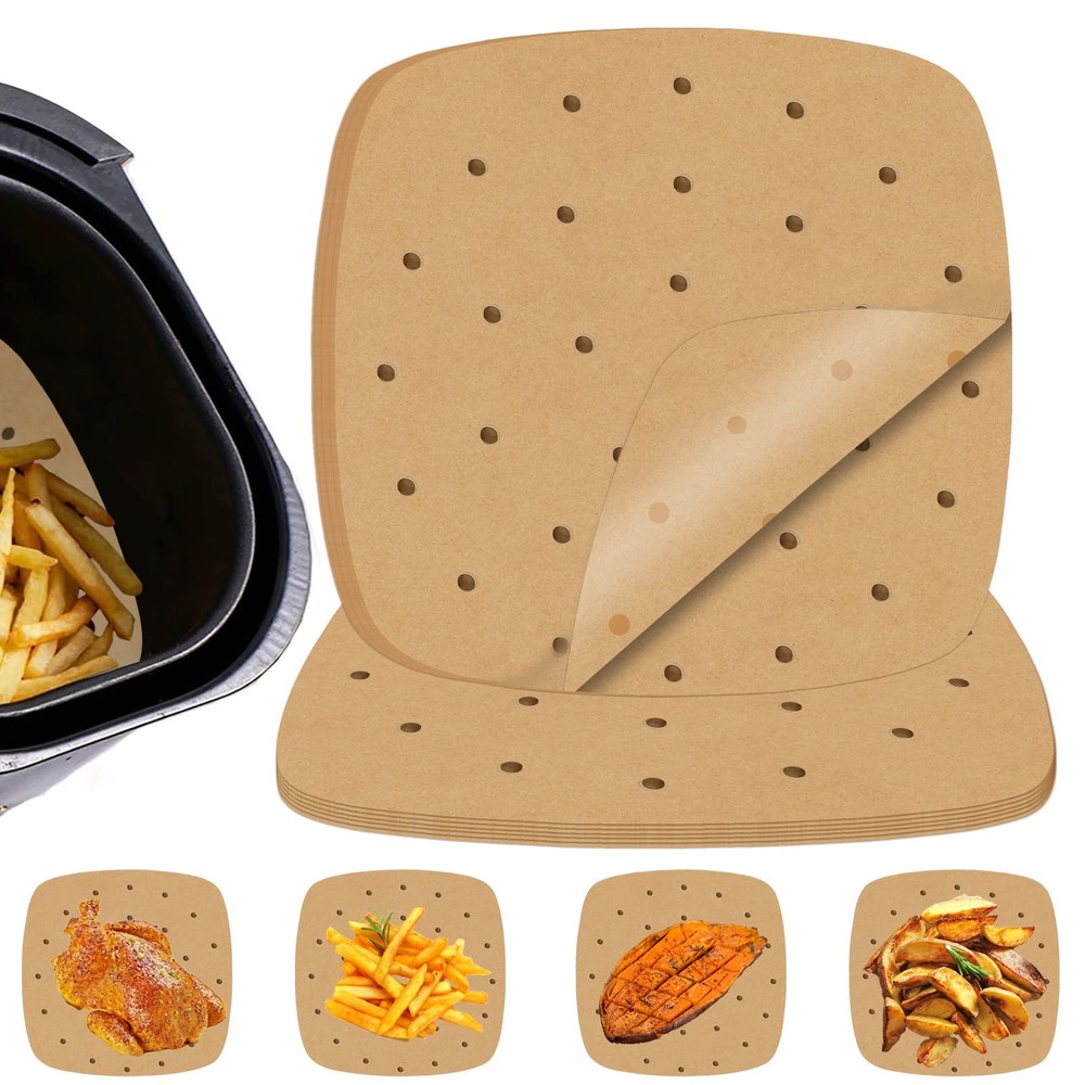 Numola 100 Pcs Air Fryer Liners Disposable Parchment Paper, 8 8IN, Unbleached