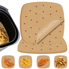 Numola 100 Pcs Air Fryer Liners Disposable Parchment Paper, 8 8IN, Unbleached