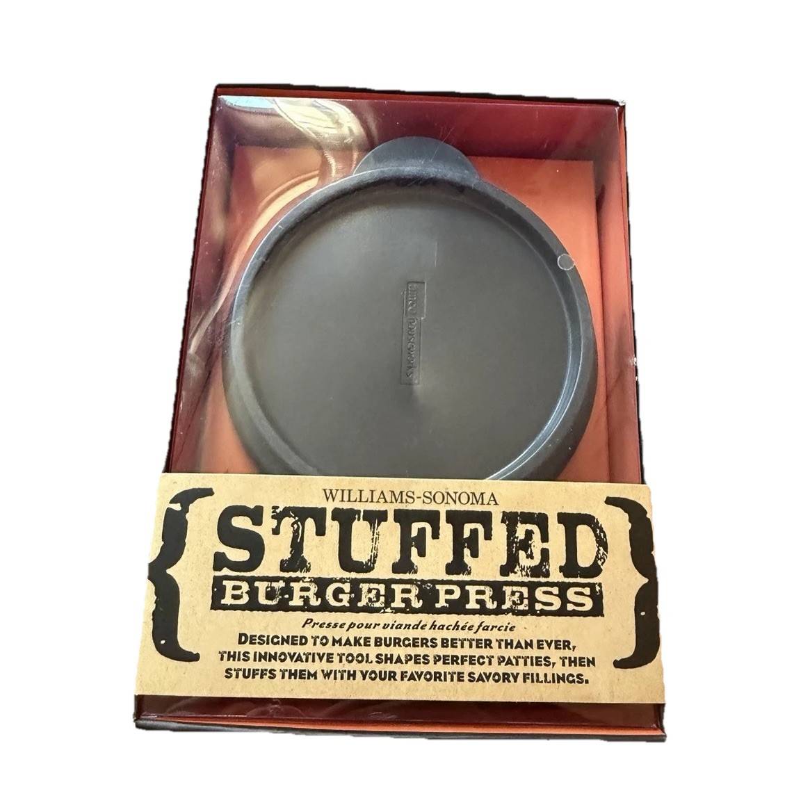 Williams-Sonoma Stuffed Burger Press Large 4 in Non-Stick Black Plastic NIB BBQ gallery