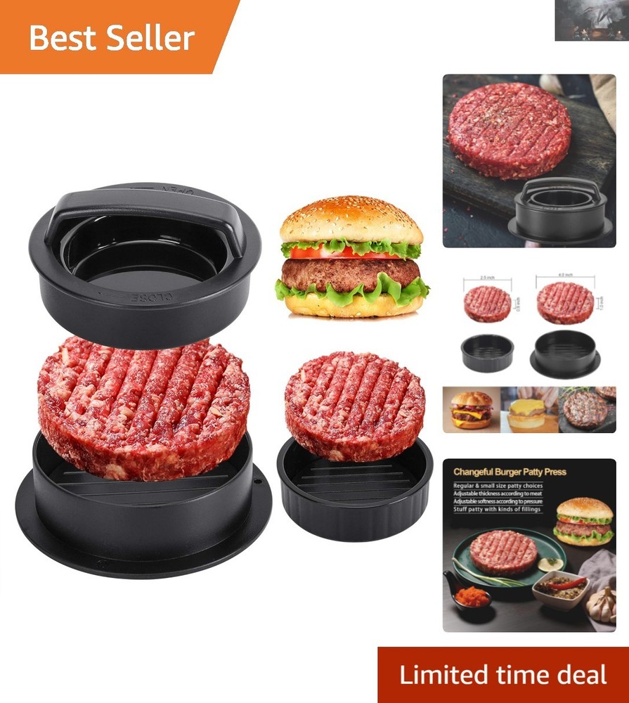 Effortless Patty Maker - 3-in-1 Burger Press with Parchment Papers Included