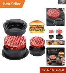 Effortless Patty Maker – 3-in-1 Burger Press with Parchment Papers Included