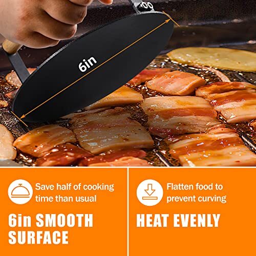 Burger Press 6 inch, Round Burger Smasher Grill Press for Griddle Bacon gallery