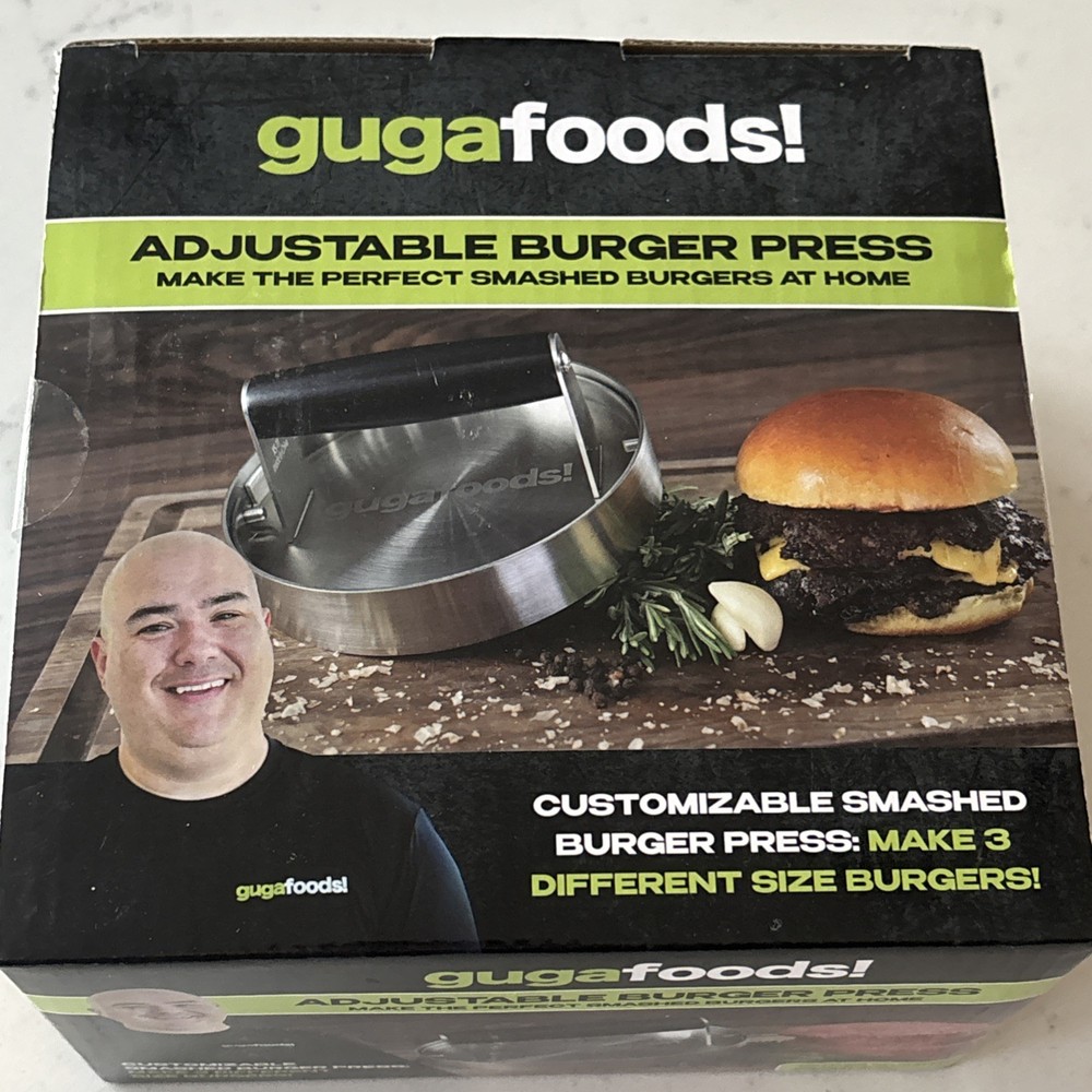 Guga Foods- Adjustable Burger Press, Stainless Steel Hamburger and Smashed Bu...