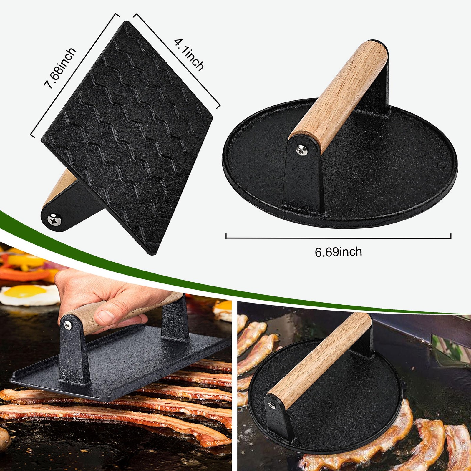 POLIGO Smash Burger Press Kit - 4 in 1 Stuffed Black Round &Rectangle gallery