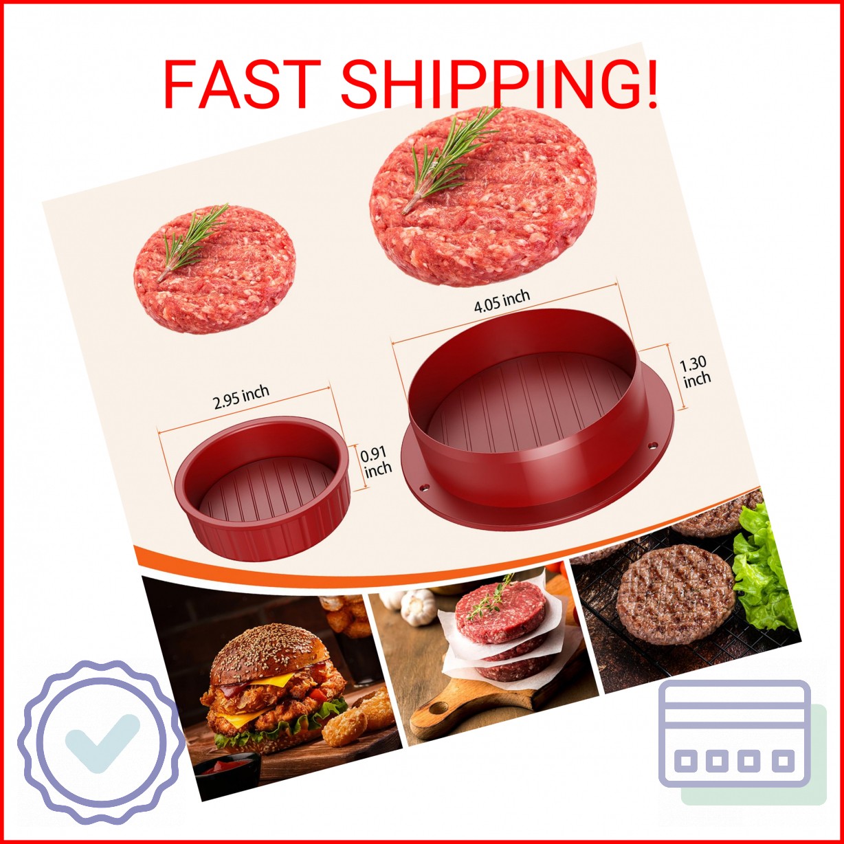 Pisol Hamburger Press, 4-in-1 Burger Press Patty Maker Slider, Stuffed Burgers S gallery
