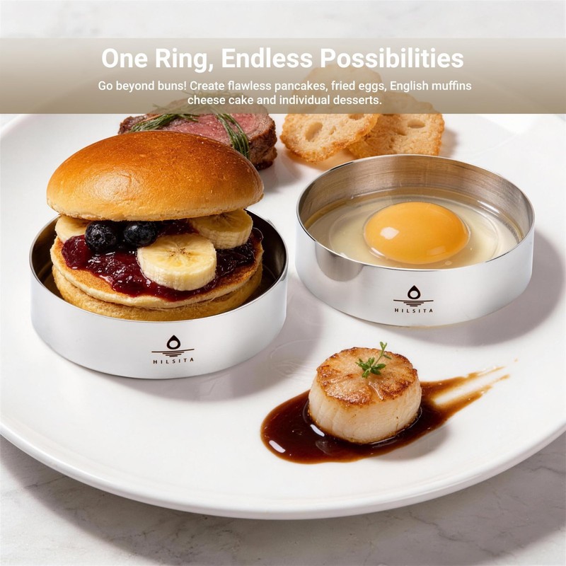 6 Pcs Stainless Steel Burger Mold Set, 4" Cooking Rings for Sous Vide & Baking gallery