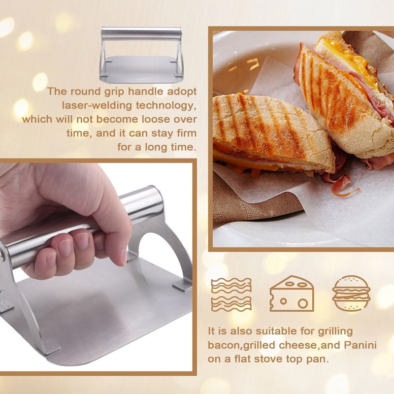 Kitchen Stainless Steel Steak Weight/Bacon Press with Handle, Heavy-Weight3913 gallery