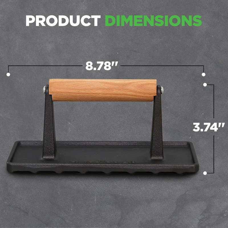 Cast Iron Grill Press, Heavy-Duty Smash Burger Press with Beech Wood Handle, Red gallery