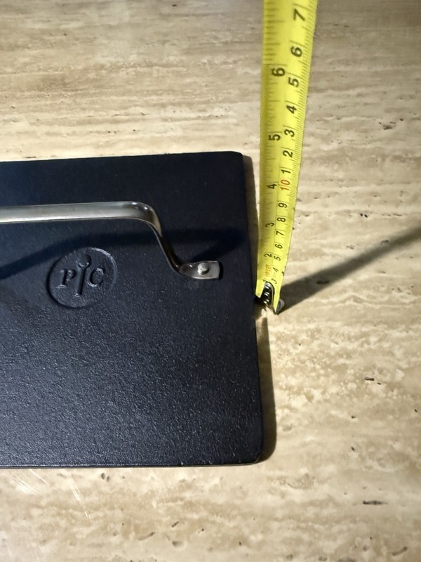 Pampered Chef Cast Iron Grill Press 8 1/2" Square Hamburgers Bacon-PreSeasoned gallery