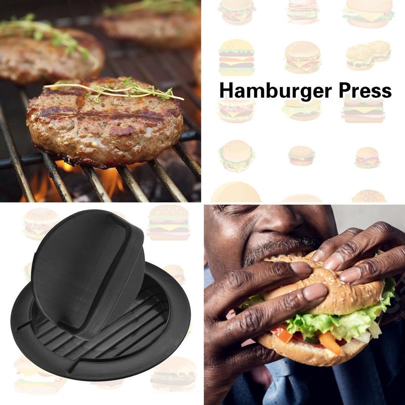 HiempTru Burger Press Patty Maker, Round Non-Stick Stuffed 1 PC, Black gallery