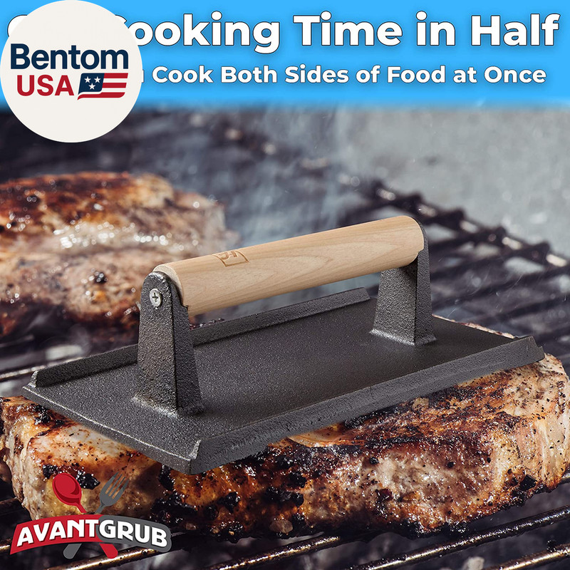 Pro Grade, Pre Seasoned Cast Iron Grill Weight 3Pk. Heavy Duty Steak and Burger gallery