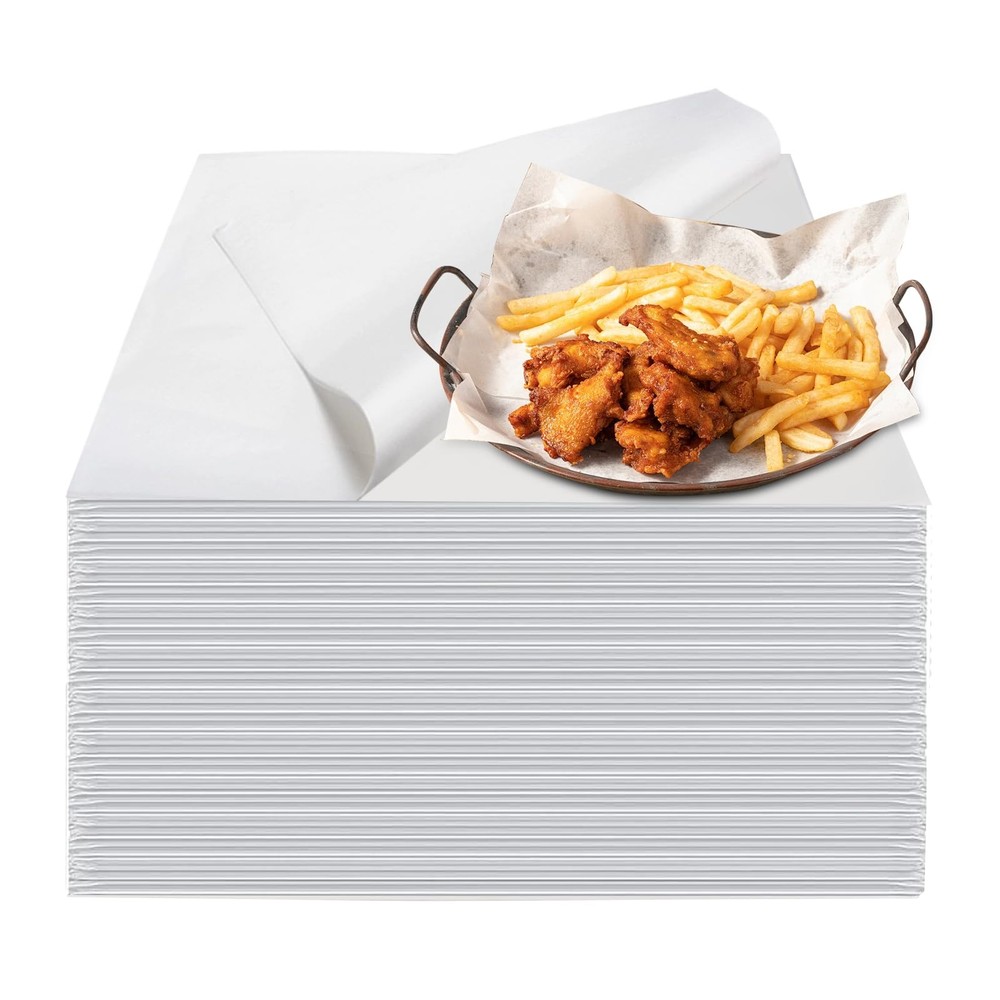 100PCS Deli Paper Sheets 12×12", Unbleached White Wax standard size, Whte