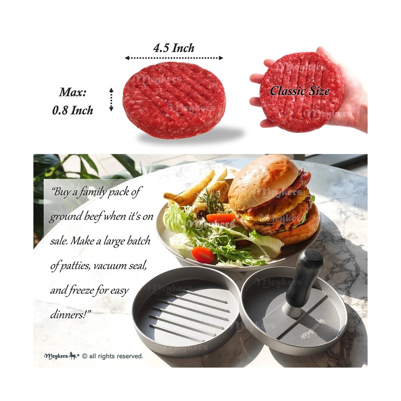 Meykers Burger Press 100 Patty Papers Set | Non-Stick Hamburger Mold with Fre... gallery