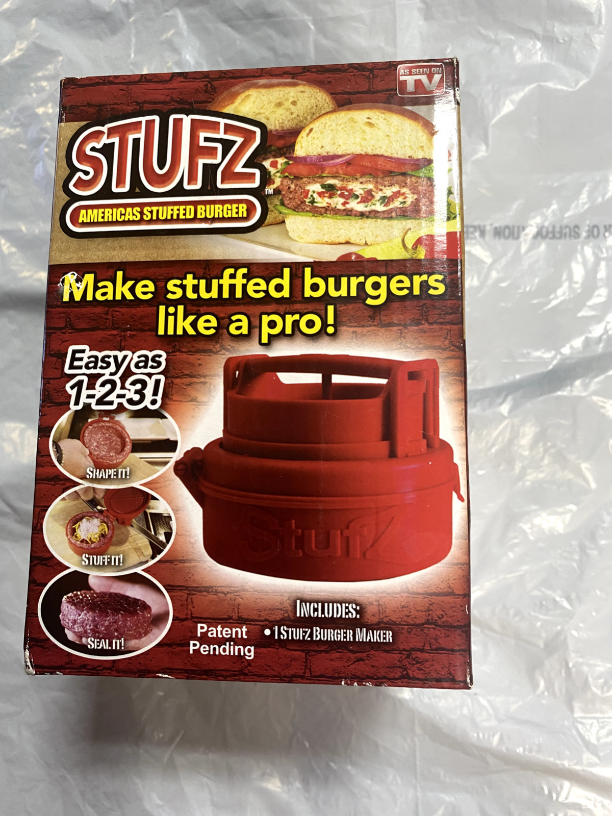 STUFZ Burger Stuffer Hamburger Maker Stuffed Patty Press BBQ As Seen On TV! NIB gallery