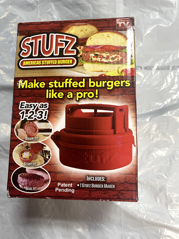 STUFZ Burger Stuffer Hamburger Maker Stuffed Patty Press BBQ As Seen On TV! NIB