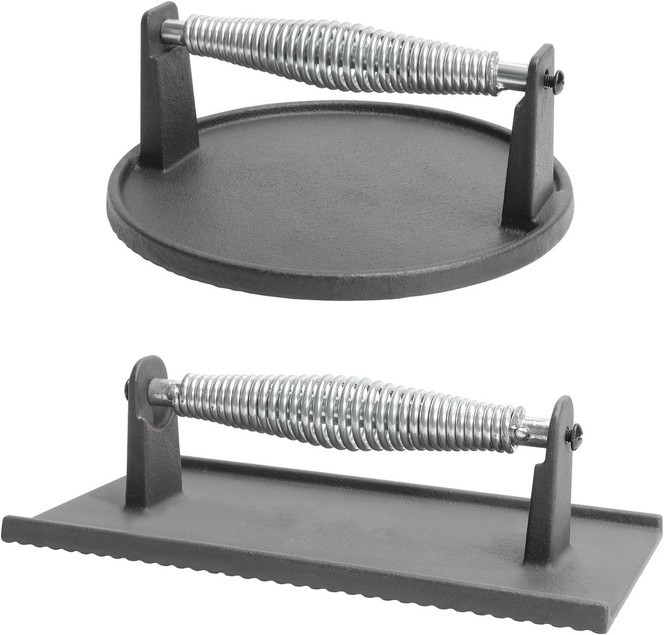 Cast Iron Burger Press 7"Round & 8.2"X4.3"Rectangle Heavy-Duty Bacon With gallery
