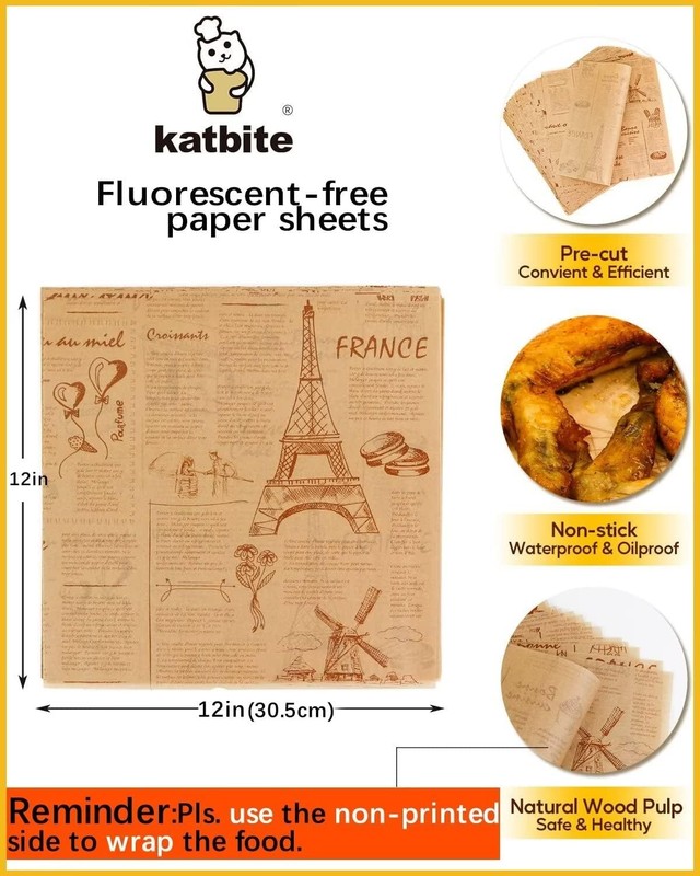 Katbite 100 Pcs Sandwich Wrapping Paper, 12x12 Inch 100 Pcs, 12"x12“-100 gallery