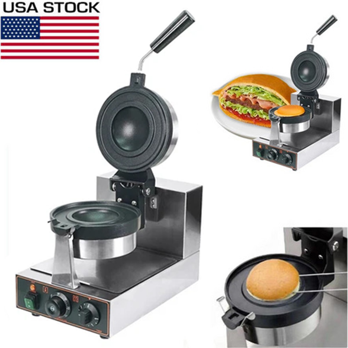 Rotating UFO Burger Maker Ice Cream Panini Press Baker Waffle Making Machine gallery