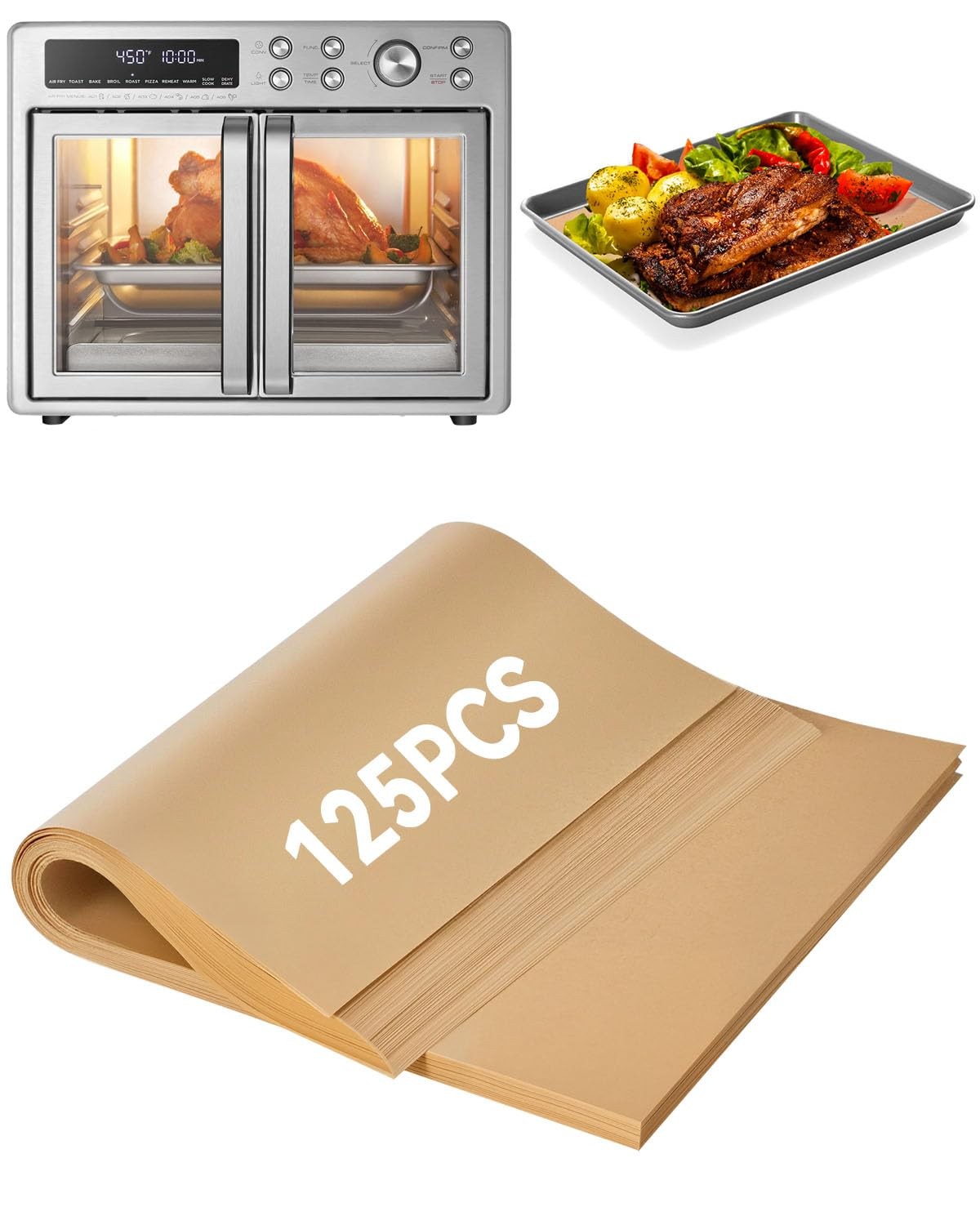 125PCS Air Fryer Liners 125PCs for Flexify 26.4QT, Unbleached Parchment Paper gallery