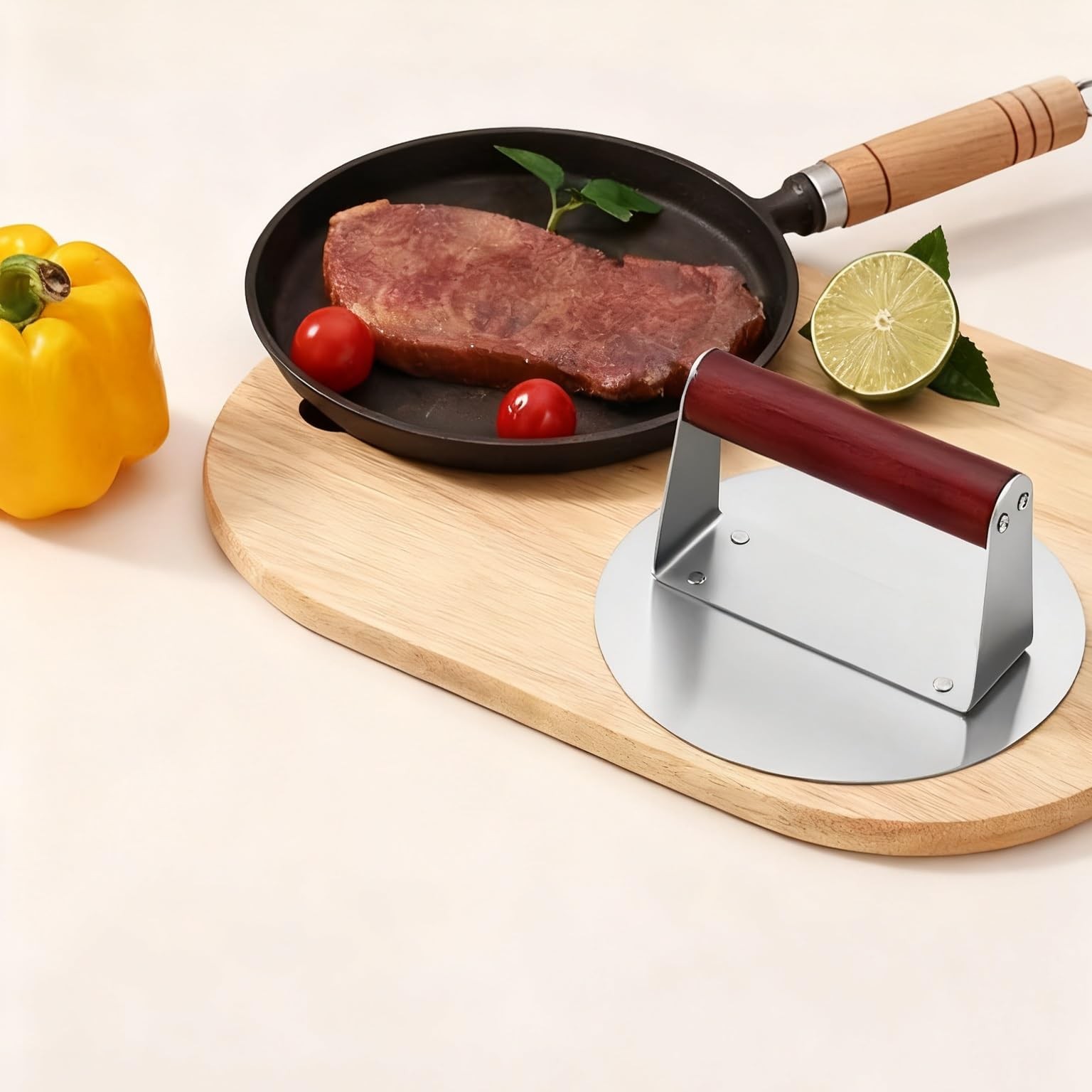 Burger Press 6.3 Inch Stainless Steel Bacon Press Grill Press for Smasher Bur... gallery
