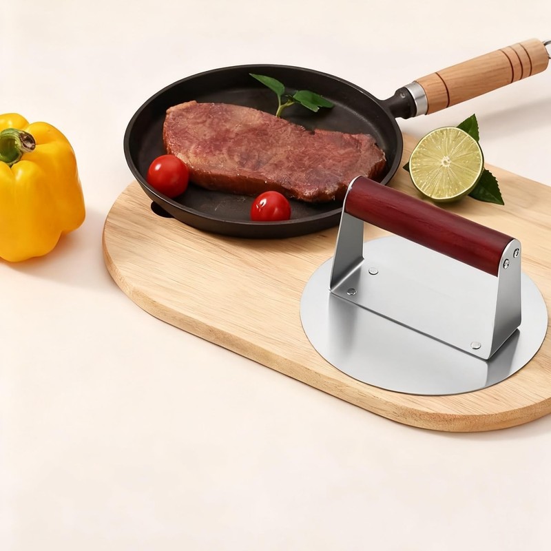 Burger Press 6.3 Inch Stainless Steel Bacon Press Grill Press for Smasher Bur... gallery