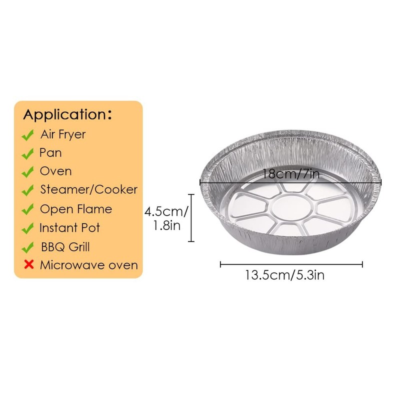 Non-Stick Round Disposable Air Fryer Aluminum Foil Liners 7 Inch, Silver gallery