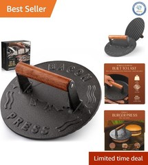 Perfect Searing Cast Iron Burger Smashing Press, 8.5″ – Grill Marks Every Time