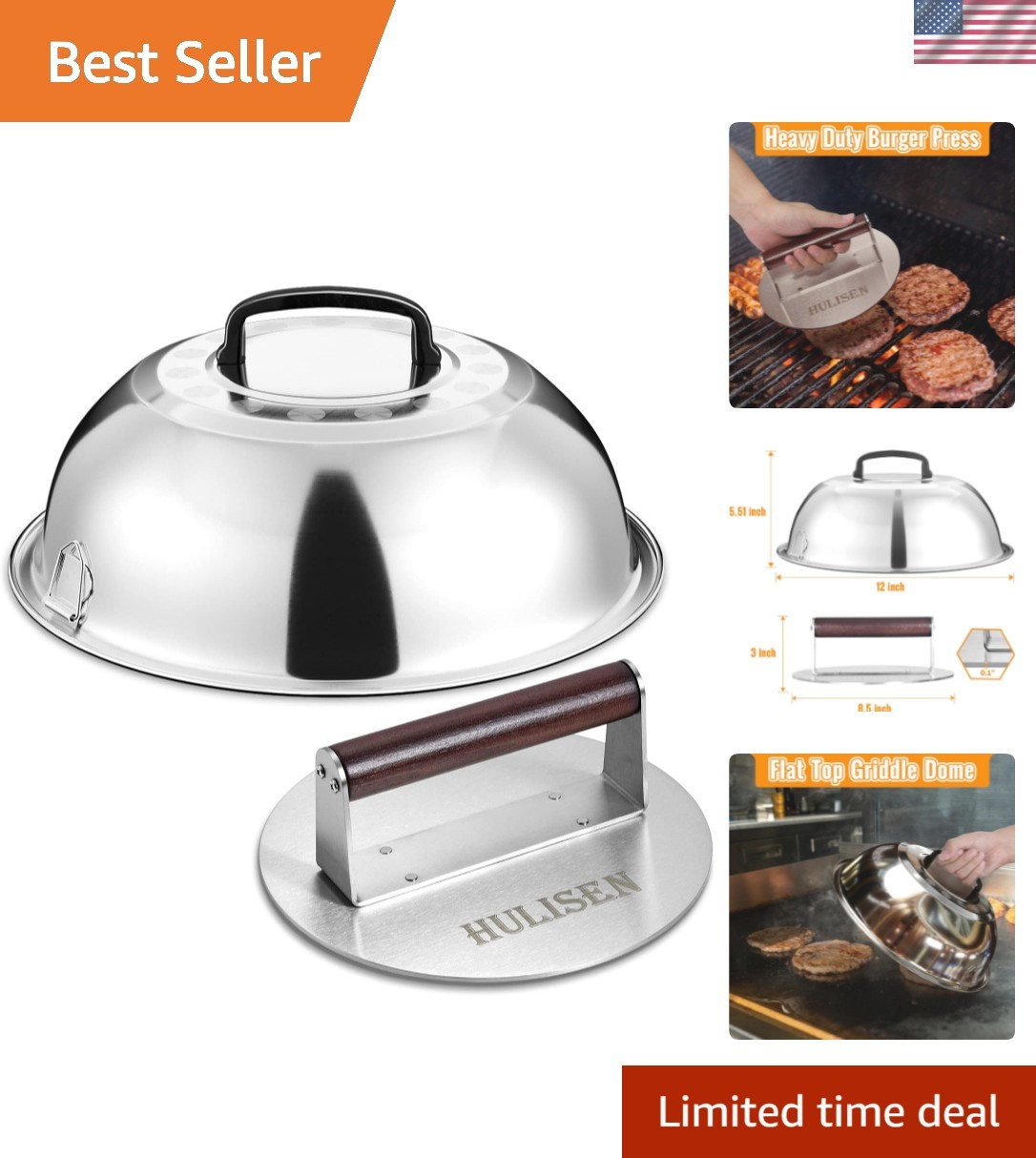 Effortless Burger Press & Melting Dome Set, Perfect for Indoor/Outdoor Grilling gallery