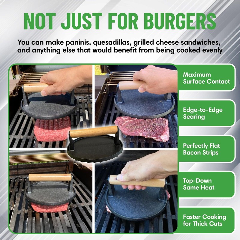 HeavyDuty Cast Iron Burger Press Smasher for Grilling Meat Panini 1 Pc for Outd gallery